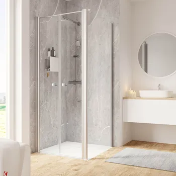 800x800 mm, 2000 mm, Alu argenté, Transparent anticalcaire